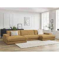 WOHNLANDSCHAFT LEONARD Gelb Cord  - Gelb/Schwarz, MODERN, Kunststoff/Textil (159/349/159cm)