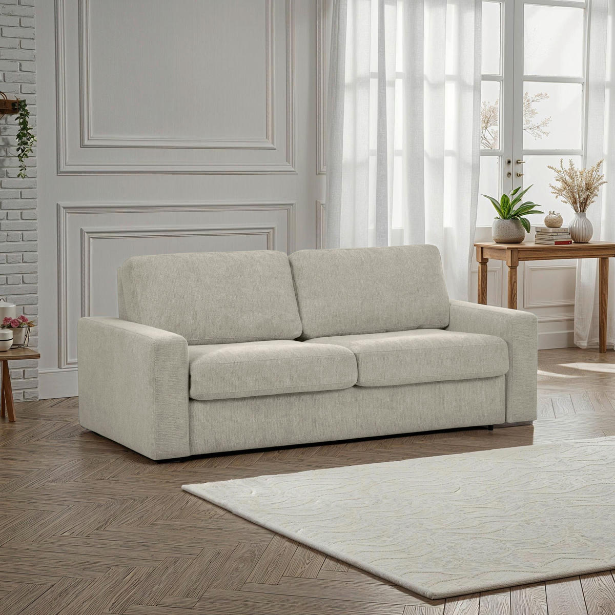 SCHLAFSOFA Flachgewebe Weiß  - Schwarz/Weiß, MODERN, Kunststoff/Textil (195/80/100cm) - Carryhome