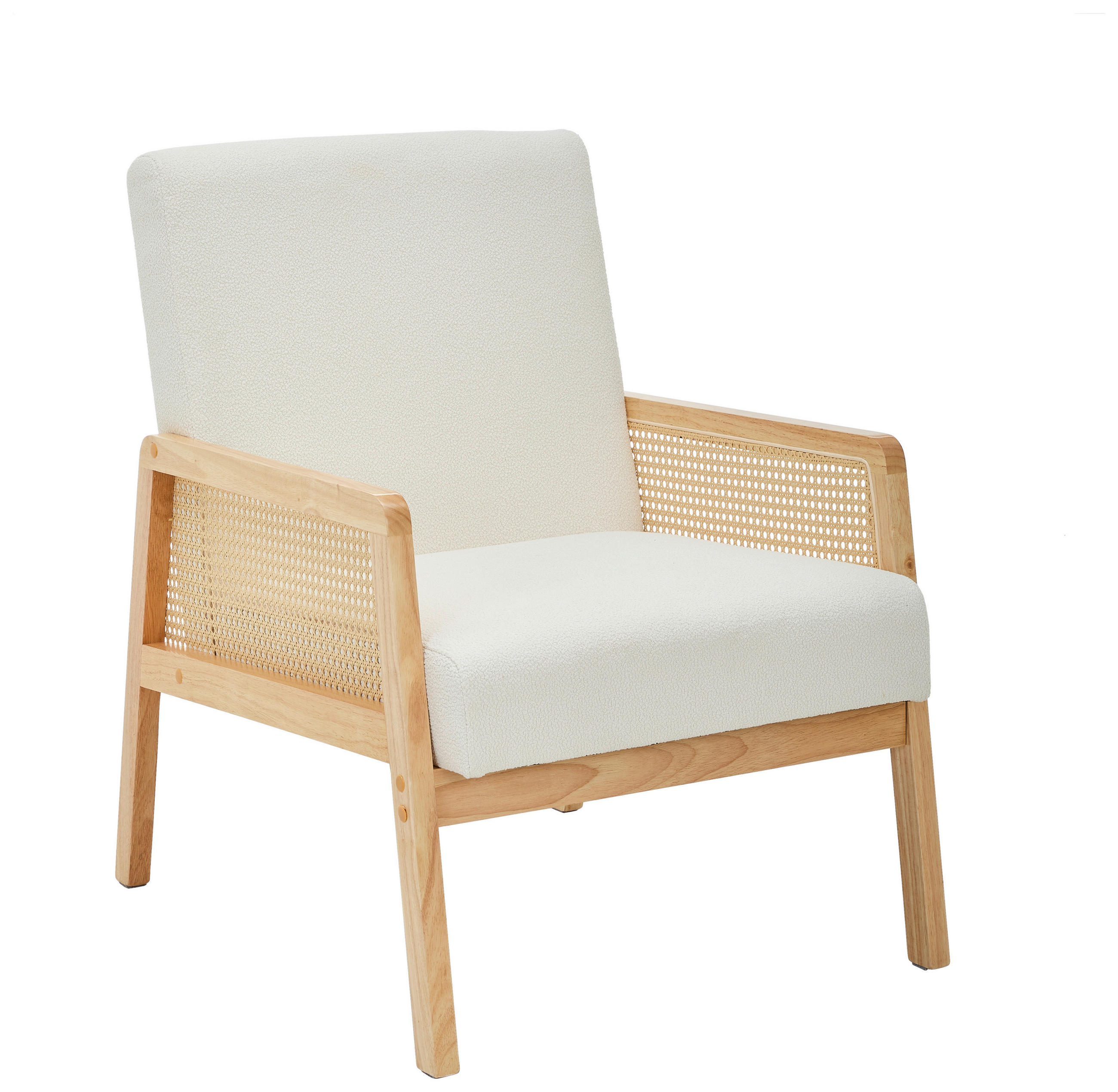 RATANOVÉ KŘESLO, textil, bílá - bílá/přírodní barvy, Trend, dřevo/textil (68/85/77,5cm) - Livetastic