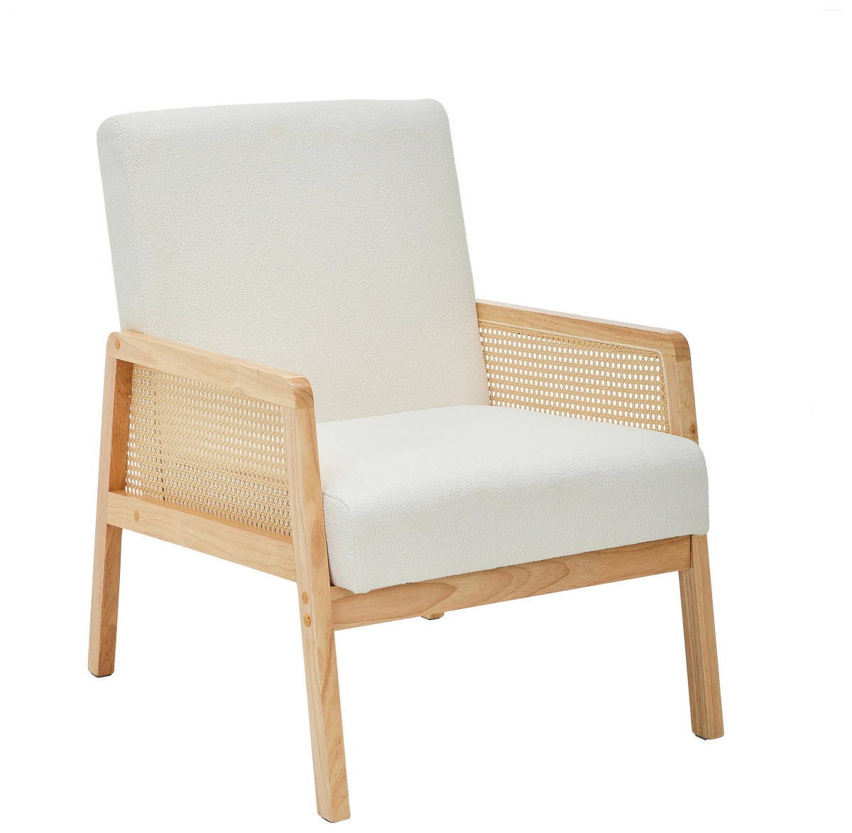 RATANOVÉ KRESLO, textil, biela - biela/prírodná farba, Trend, drevo/textil (68/85/77,5cm) - Livetastic