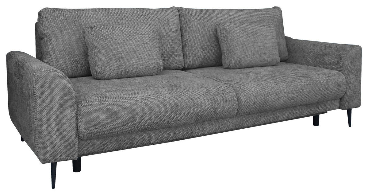 SCHLAFSOFA  mit Liegefunktion, Schlafen auf Sitzhöhe, Rücken echt Chenille Grau  - Schwarz/Grau, KONVENTIONELL, Textil/Metall (235/90/104cm) - Carryhome