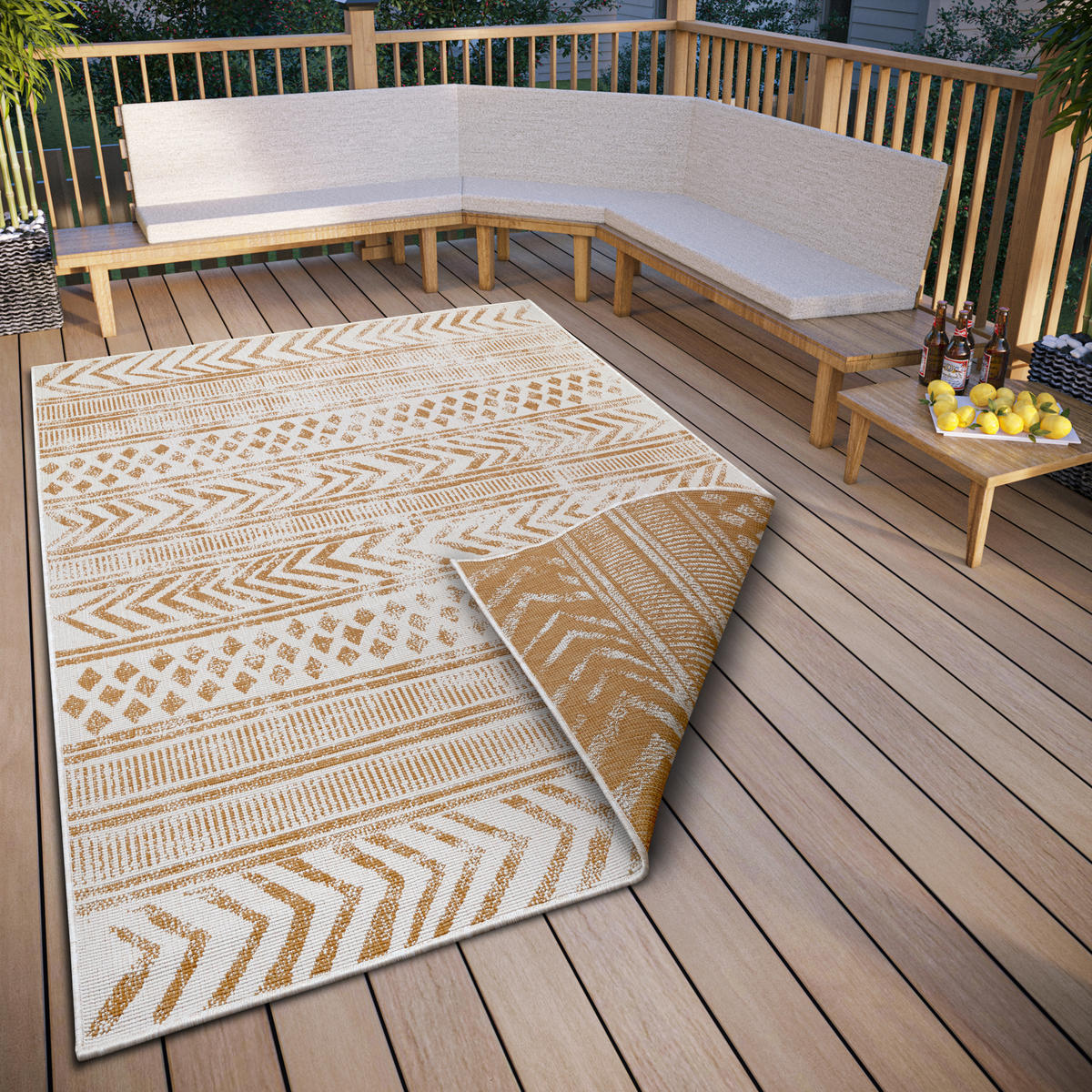 OUTDOORTEPPICH 120/170 cm Twin Supreme Creme, Honig  - Creme/Honig, Design, Kunststoff (120/170cm)