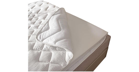 Boxspringbett mit Topper 180x200cm Hampton H2/H3 - Eichefarben/Beige, KONVENTIONELL, Textil (180/200cm) - Luca Bessoni