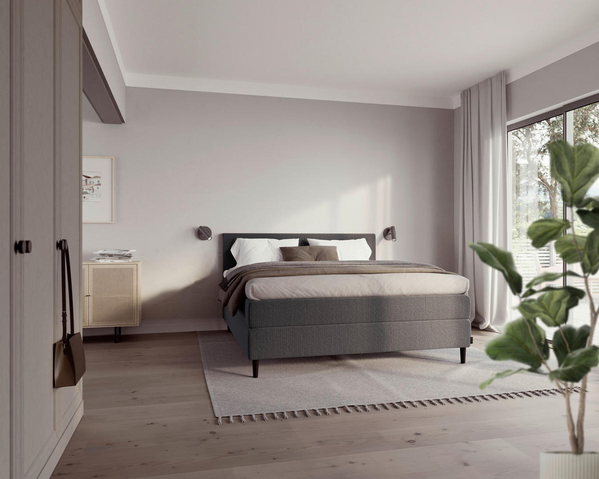 BOXSPRINGBETT 180/200 cm  in Grau  - Schwarz/Grau, KONVENTIONELL, Holz/Textil (180/200cm) - Jensen