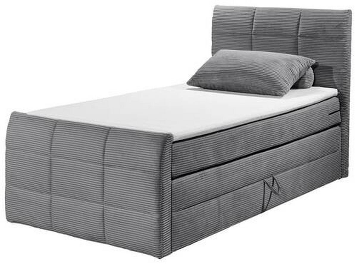 BOXSPRINGBETT 120/200 cm  in Dunkelgrau  - Dunkelgrau/Schwarz, Modern, Holzwerkstoff/Kunststoff (120/200cm) - MID.YOU