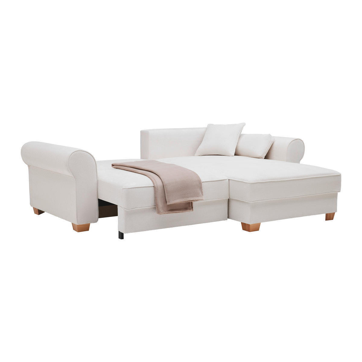 HÖRNSOFFA i cremefärgad  - beige/cremefärgad, Modern, trämaterial/trä (255/185cm) - MID.YOU