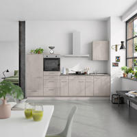 KÜCHENBLOCK Riva 300 cm  in Grau, Schieferfarben  - Schieferfarben/Edelstahlfarben, MODERN, Holzwerkstoff/Metall (300cm) - Nobilia