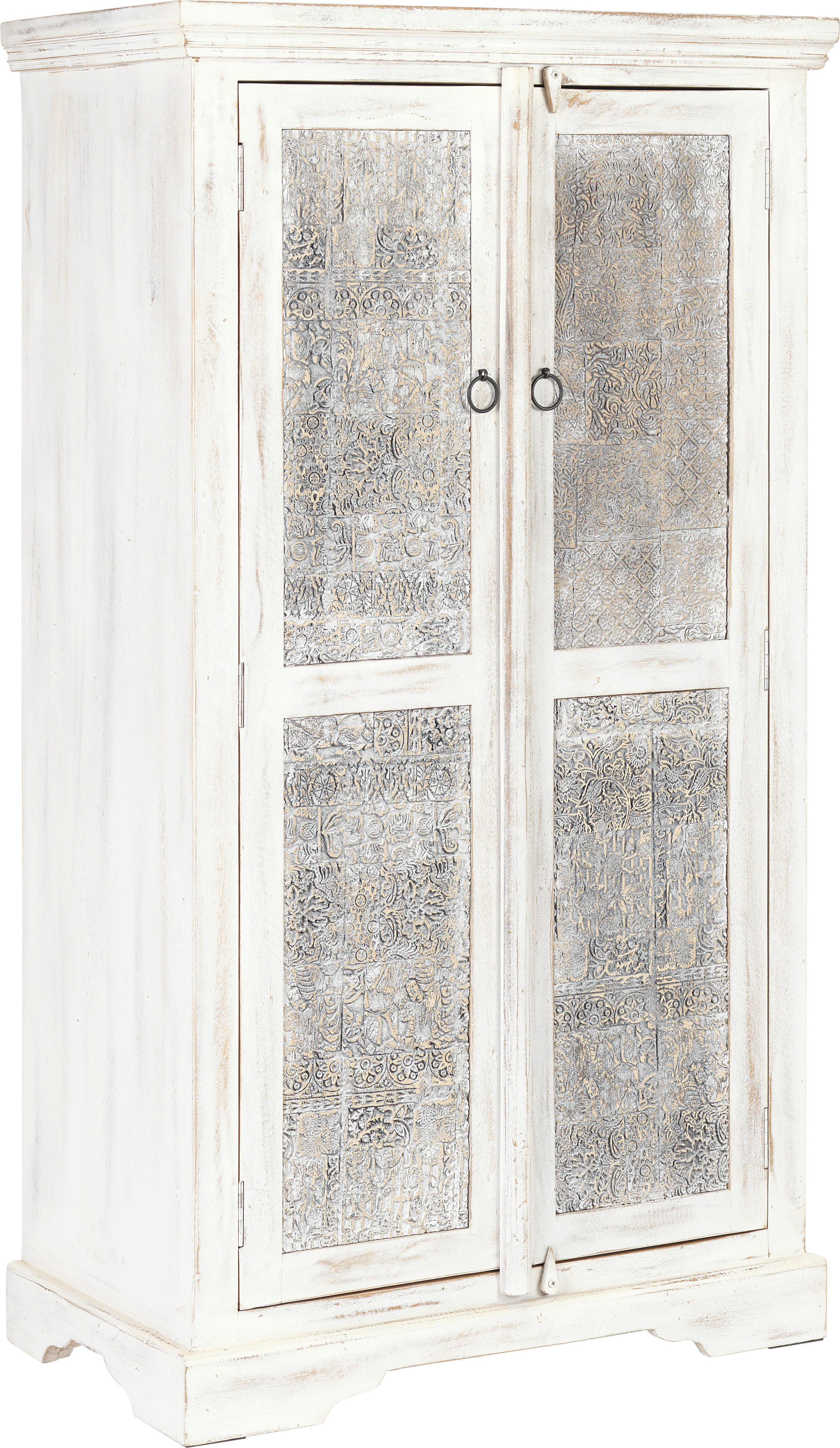 SKŘÍŇ, mangové dřevo, bílá, 80/145/45 cm - bílá/černá, Trend, kov/dřevo (80/145/45cm) - Ambia Home