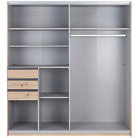 SCHWEBETÜRENSCHRANK 180/198/65 cm 2-türig Grau, Eiche Artisan  - Eichefarben/Schwarz, KONVENTIONELL, Glas/Holzwerkstoff (180/198/65cm) - MID.YOU