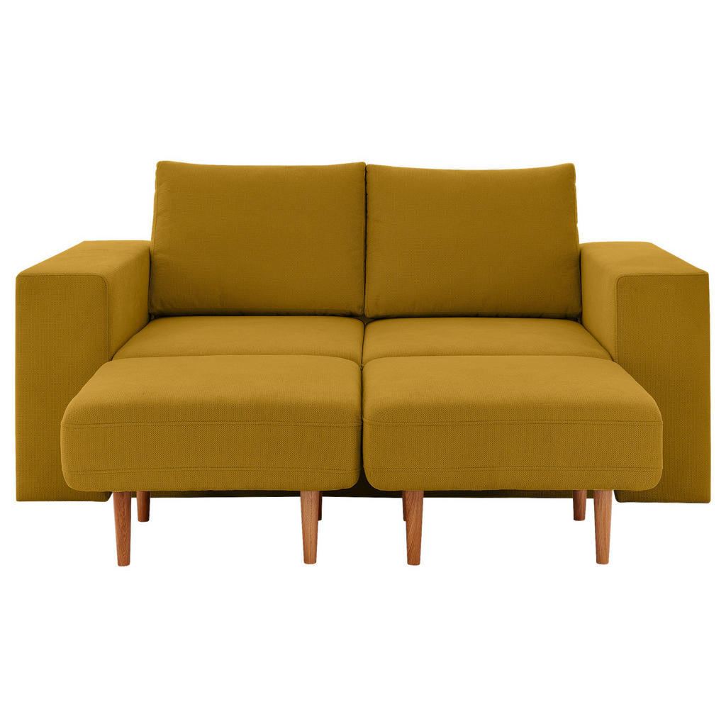Thumbnail - Looks by W.Joop Viersitzer-Sofa Looks V-1, Gelb, Textil, Eiche, massiv, 2-Sitzer, 252x96x107 cm, Made in EU, Rücken echt...