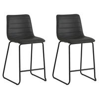 BARHOCKER-SET Lederlook Schwarz Stahl  - Schwarz, KONVENTIONELL, Kunststoff/Textil (49/98/54,5cm) - MID.YOU
