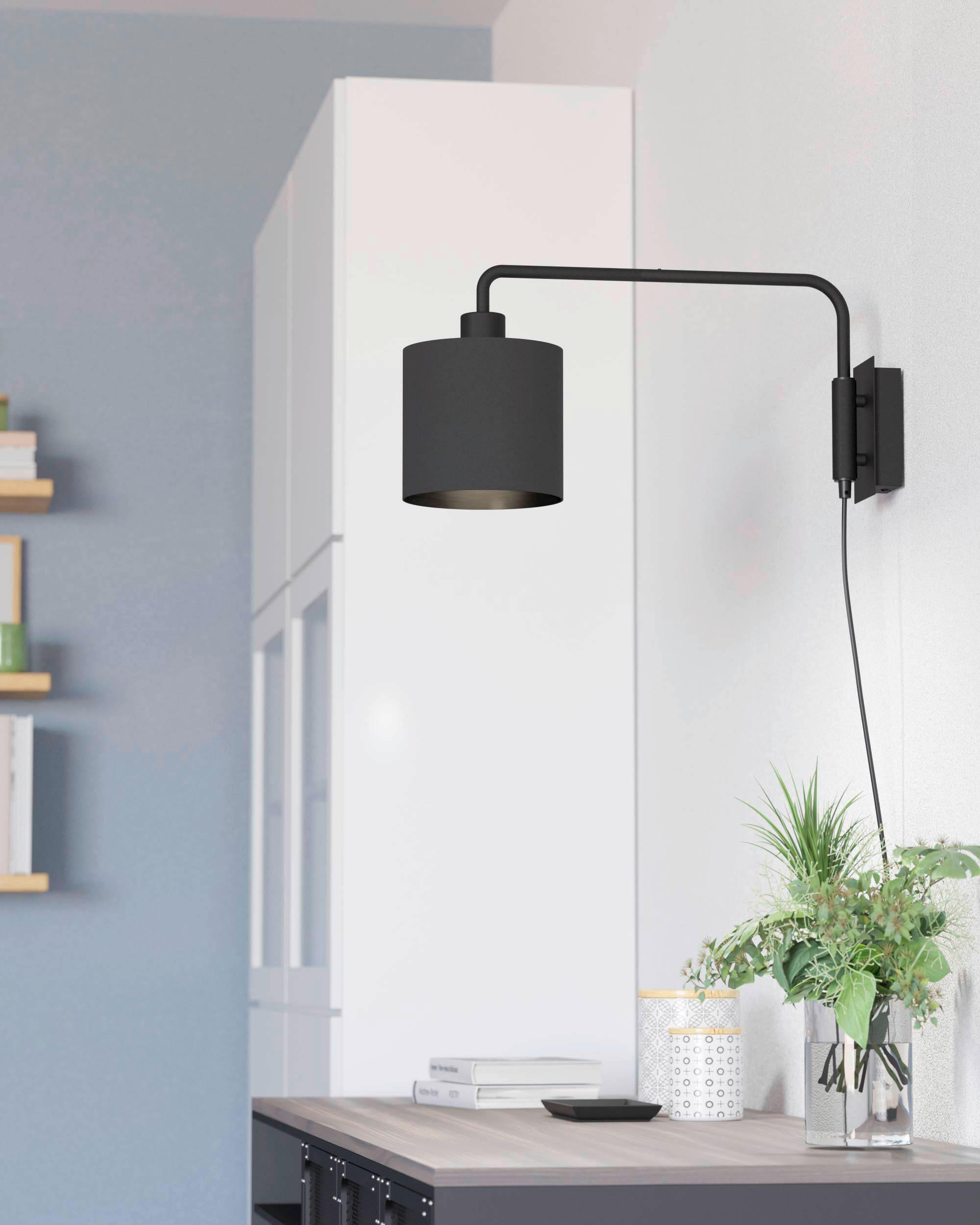VÄGGLAMPA Staiti 16/16/24 cm   - svart, Design, metall/textil (16/16/24cm) - Eglo