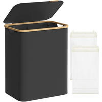 WÄSCHEKORB - Schwarz, Basics, Naturmaterialien/Textil (52/70.5/38.5cm)