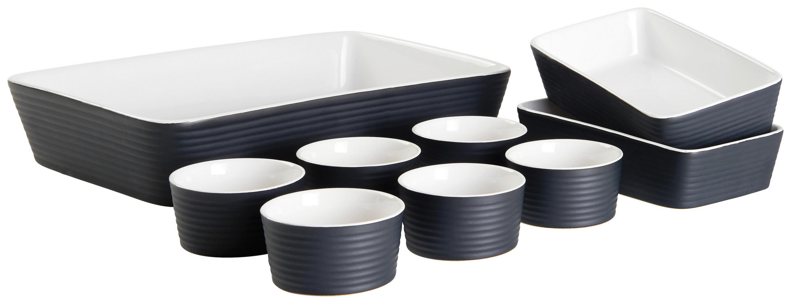 AUFLAUFFORMENSET Keramik Steinzeug 9-teilig - Schwarz/Weiß, Basics, Keramik - Homeware Profession.