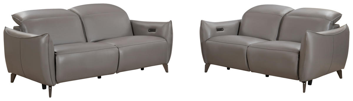 2-SITZER-SOFA Grau Echtleder  - Grau, Design, Leder/Metall (184/79-99/104cm) - Novel