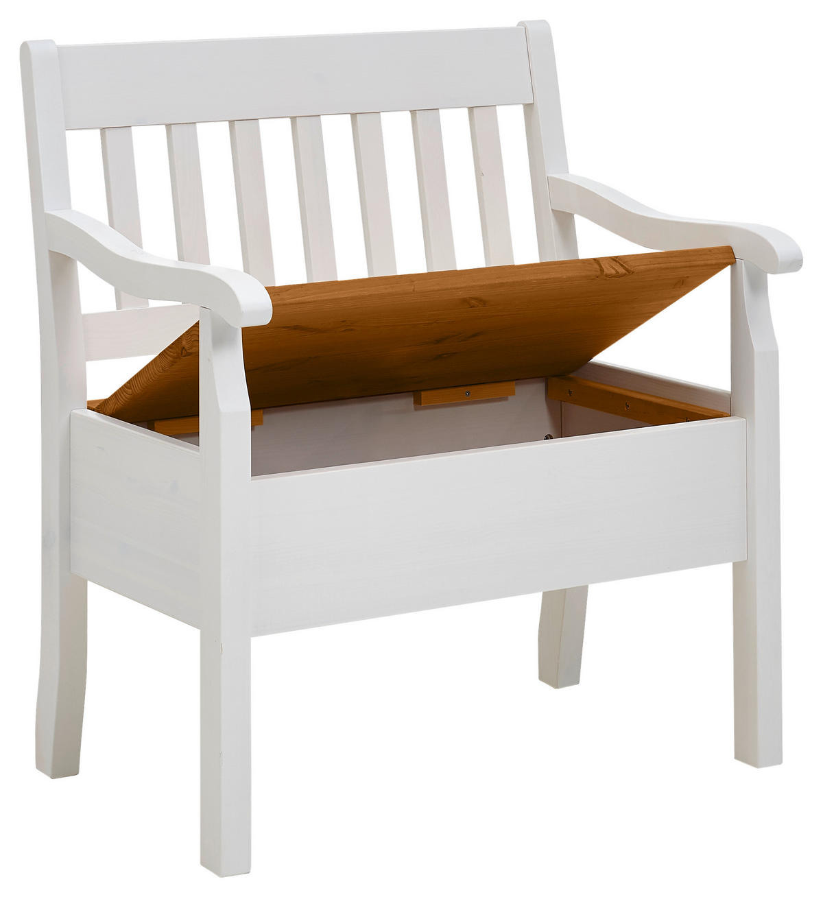 SITZBANK 83/93/58 cm Bernsteinfarben, Weiß Kiefer massiv  - Bernsteinfarben/Weiß, ROMANTIK / LANDHAUS, Holz (83/93/58cm) - Boxxx
