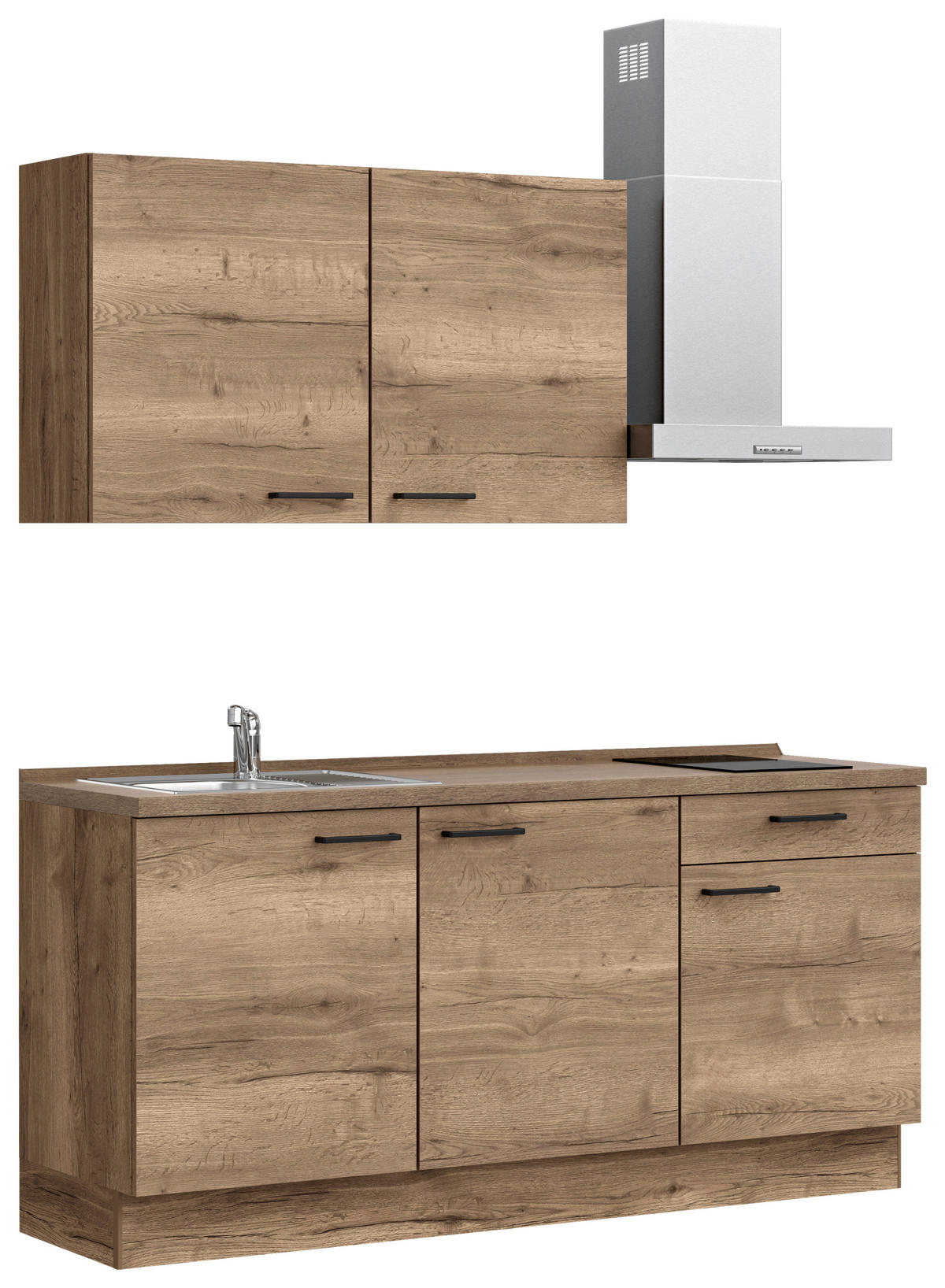 KUHINJSKI BLOK BREZ APARATOV - črna/temni hrast, Moderno, kovina/leseni material (180cm) - Celina Home