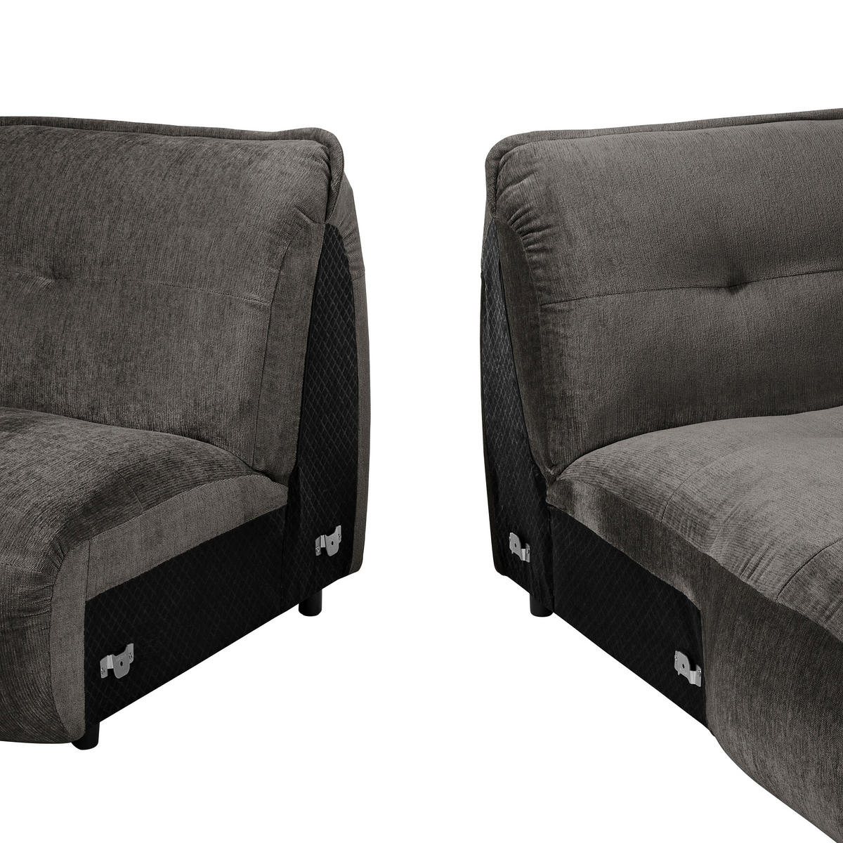 ECKSOFA in Chenille Anthrazit  - Anthrazit/Schwarz, Modern, Kunststoff/Textil (269/184cm) - Trendmanufaktur
