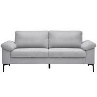 2,5-SITZER in Flachgewebe Hellgrau  - Hellgrau/Schwarz, Design, Textil/Metall (206/86/97cm) - Pure Home Lifestyle