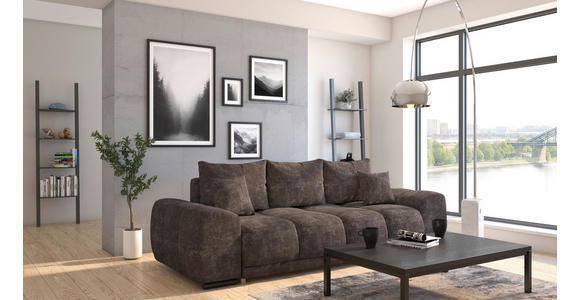 BIGSOFA  in Chenille Graphitfarben  - Schwarz/Graphitfarben, KONVENTIONELL, Kunststoff/Textil (266/89/104cm) - Carryhome