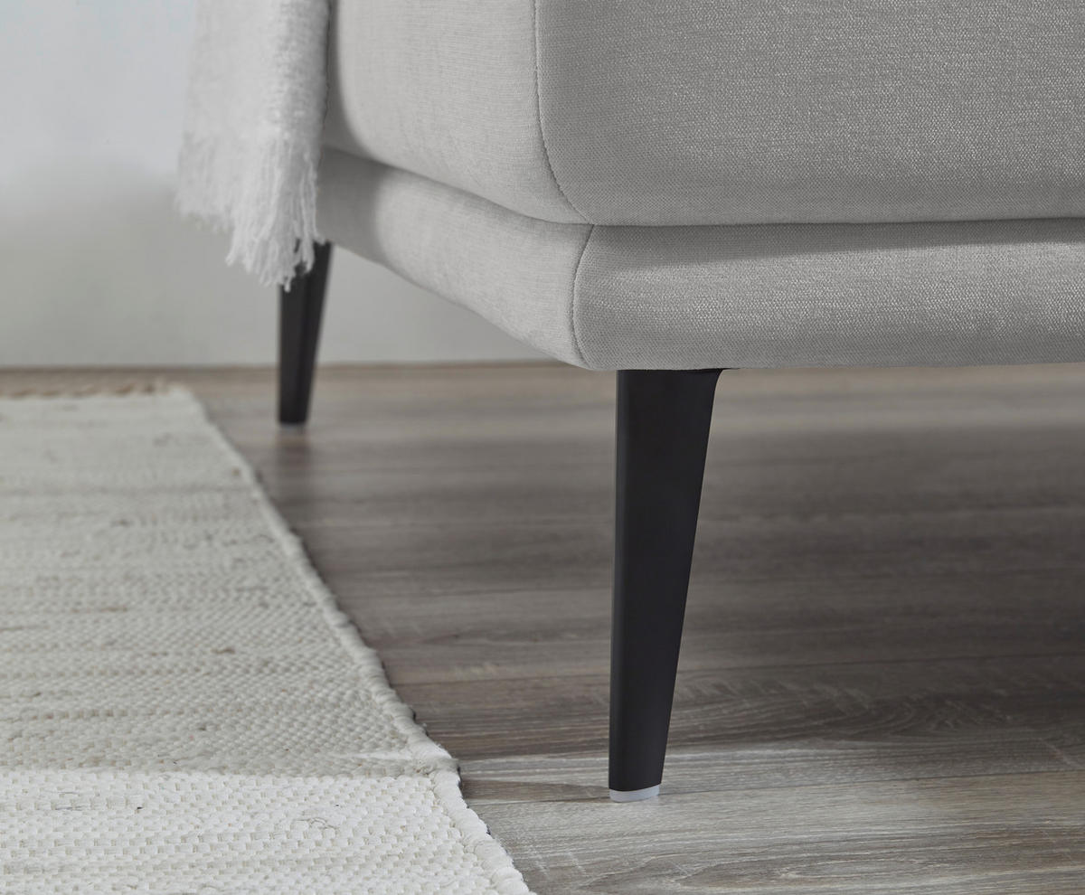 ECKSOFA Grau Flachgewebe  - Schwarz/Grau, KONVENTIONELL, Textil/Metall (193/279cm) - SetOne by Musterring