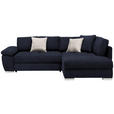 ECKSOFA in Webstoff Dunkelblau  - Chromfarben/Anthrazit, Design, Kunststoff/Textil (276/212cm) - Carryhome