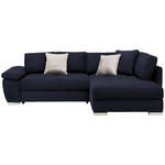 ECKSOFA in Webstoff Dunkelblau  - Chromfarben/Anthrazit, Design, Kunststoff/Textil (276/212cm) - Carryhome