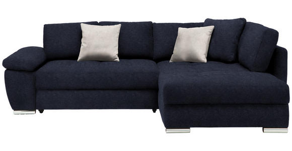 ECKSOFA in Webstoff Dunkelblau  - Chromfarben/Anthrazit, Design, Kunststoff/Textil (276/212cm) - Carryhome