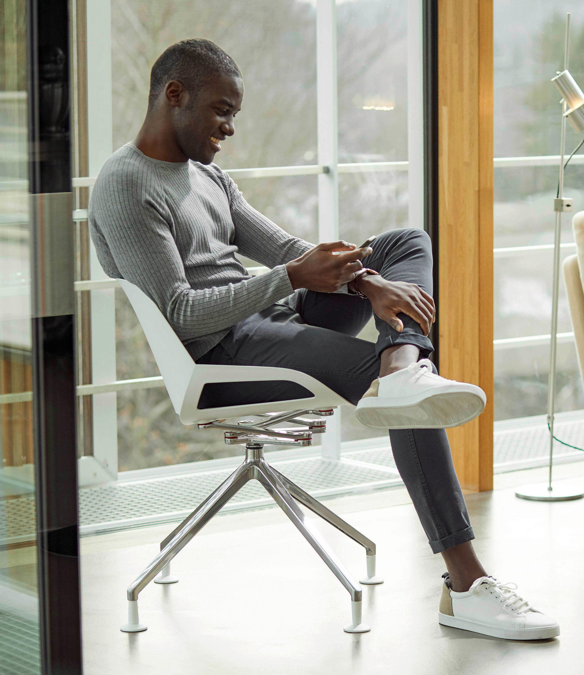 BESUCHERSTUHL Weiß, Alufarben  - Alufarben/Weiß, Basics, Kunststoff/Metall (50/72/52cm) - Aeris