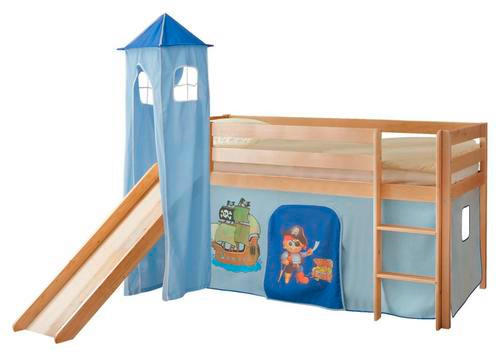 SPIELBETT Kiefer massiv 90/200 cm Blau, Kieferfarben  - Blau/Kieferfarben, Natur, Holz (90/200cm) - MID.YOU