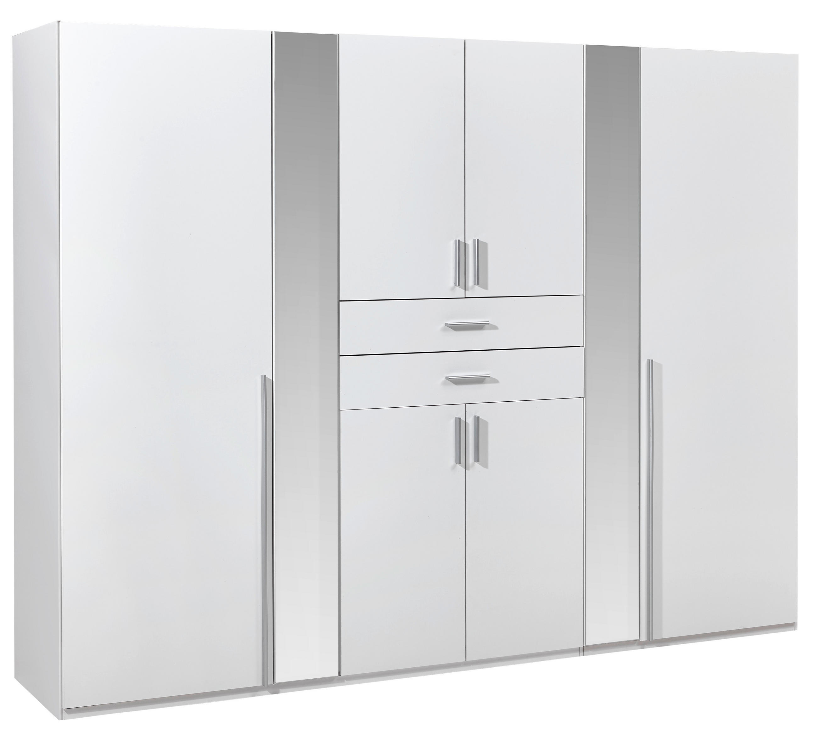 KLEIDERSCHRANK in Weiss  - Weiss/Alufarben, Konventionell, Glas/Holzwerkstoff (270/208/58cm) - Carryhome