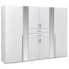 KLEIDERSCHRANK 270/208/58 cm 8-türig Weiß  - Alufarben/Weiß, KONVENTIONELL, Glas/Holzwerkstoff (270/208/58cm) - Carryhome