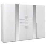 KLEIDERSCHRANK  in Weiß  - Alufarben/Weiß, KONVENTIONELL, Glas/Holzwerkstoff (270/208/58cm) - Carryhome