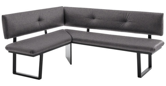 ECKBANK 165/205 cm  in Grau, Schwarz  - Schwarz/Grau, MODERN, Textil/Metall (165/205cm) - Cantus
