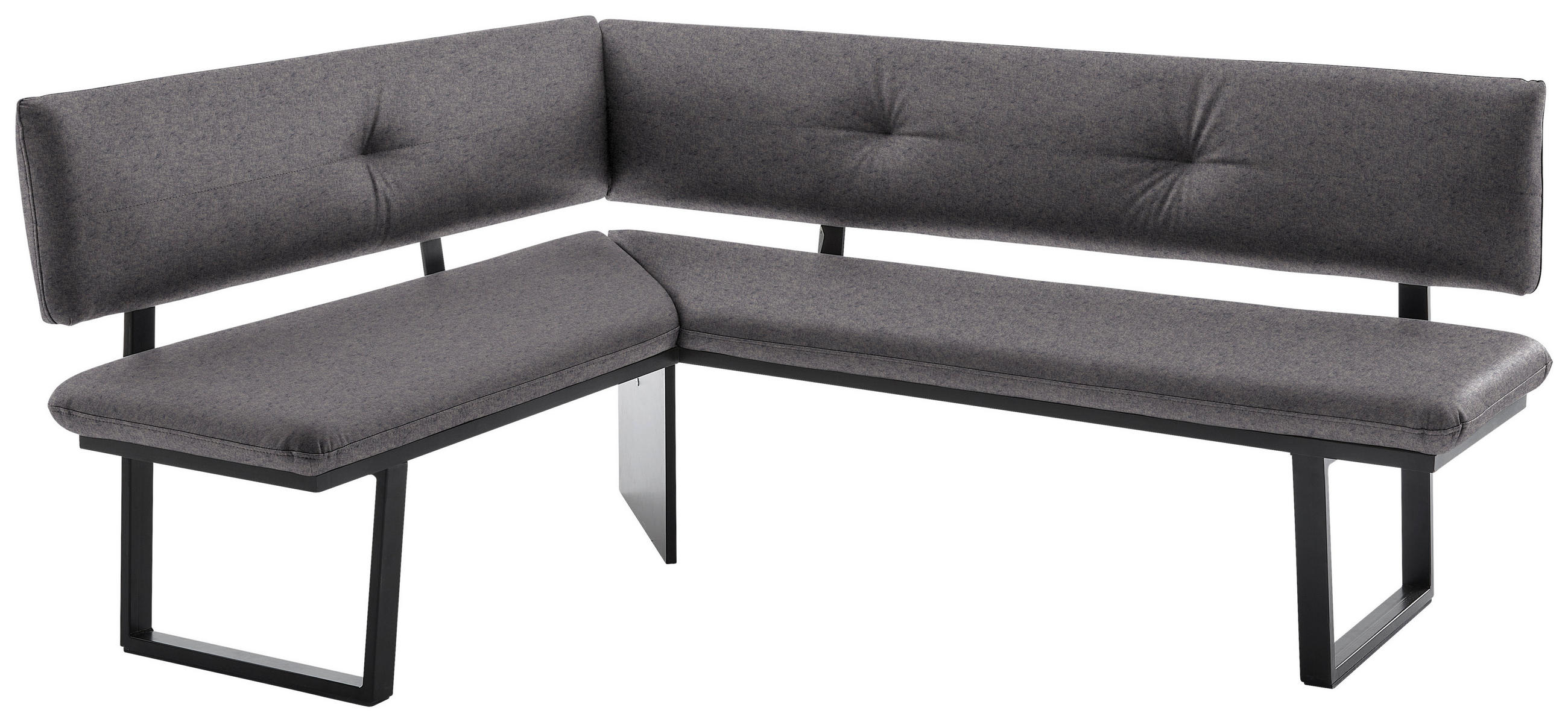 ECKBANK in Metall, Textil Grau, Schwarz  - Schwarz/Grau, Modern, Textil/Metall (165/205cm) - Cantus