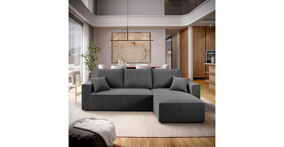 ECKSOFA Dunkelgrau Cord  - Dunkelgrau/Schwarz, KONVENTIONELL, Kunststoff/Textil (241/138cm) - Carryhome
