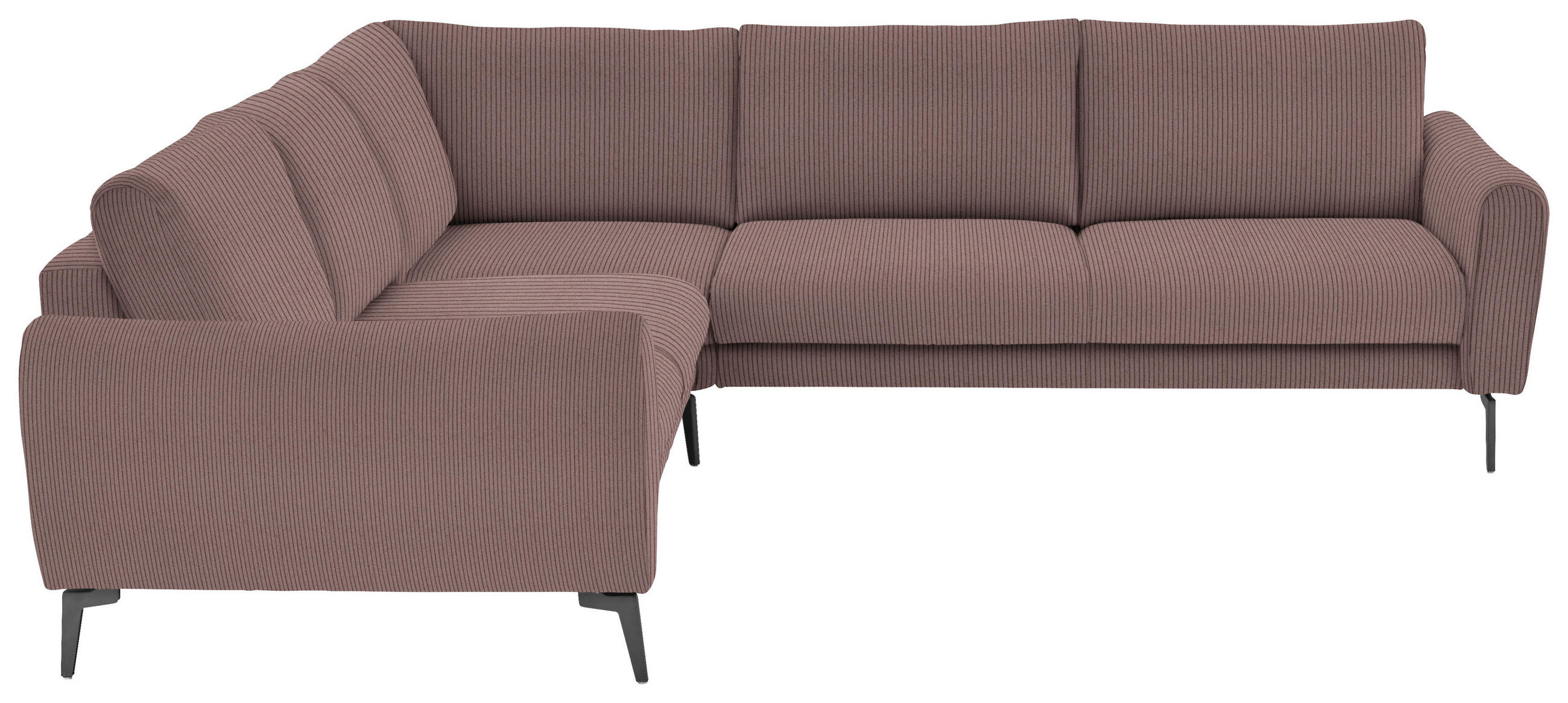 ECKSOFA in Velours, Feincord Altrosa  - Schwarz/Altrosa, Design, Textil/Metall (254/280cm) - Beldomo Style