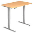 SCHREIBTISCH 120/80/63,5-128,5 cm Silberfarben, Ahornfarben elektrisch höhenverstellbar  - Silberfarben/Ahornfarben, KONVENTIONELL, Holzwerkstoff/Metall (120/80/63,5-128,5cm) - Venda
