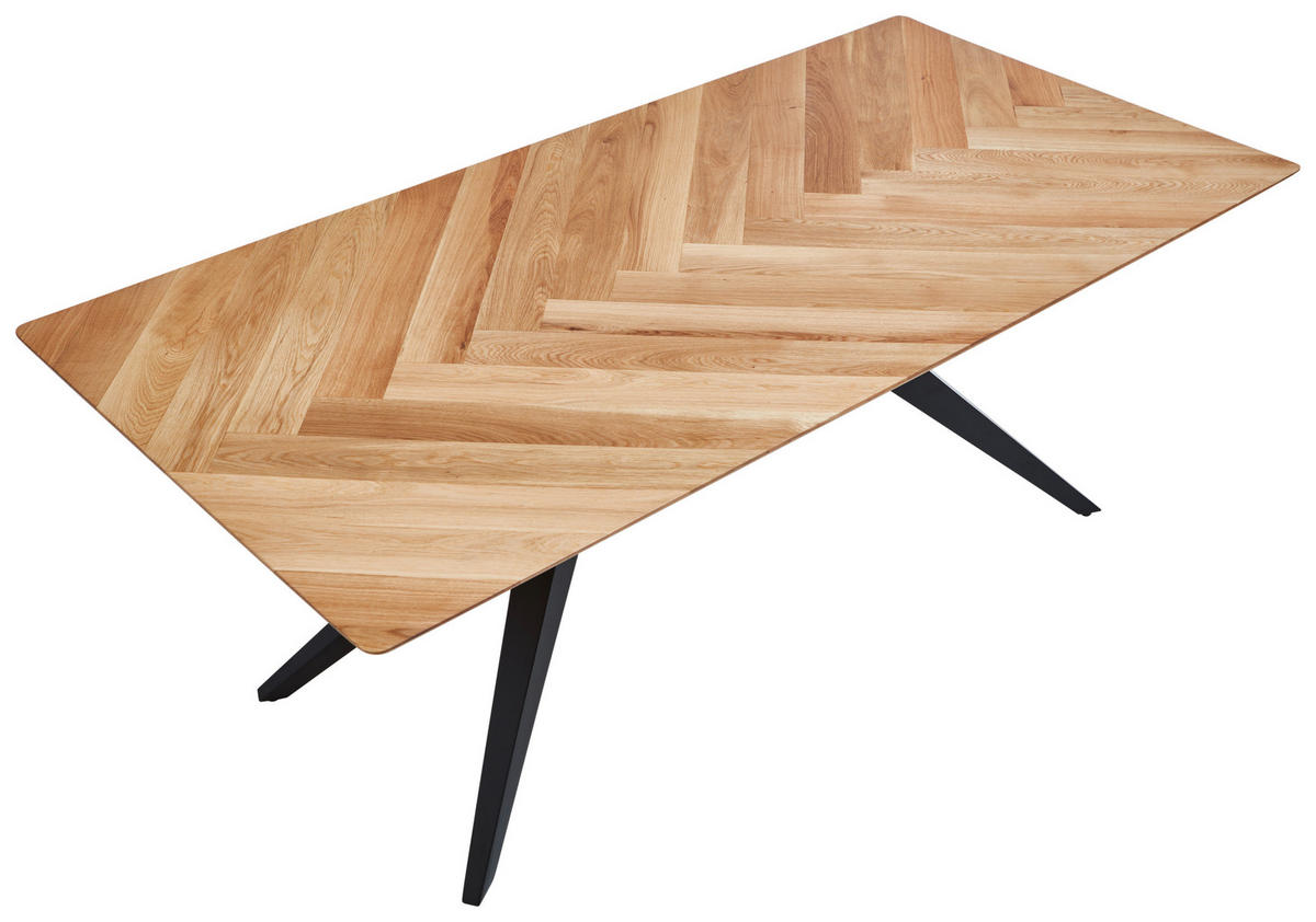ESSTISCH in Holz 200/100/77 cm  - Eichefarben/Schwarz, Design, Holz/Metall (200/100/77cm) - Valdera