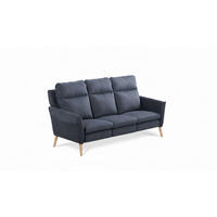 3-SITZER-SOFA  in Mikrofaser Blau Skandinavisch, Modern  - Blau/Buchefarben, Design, Holz/Textil (202/110/92cm) - Livetastic