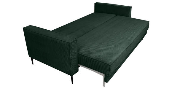 SCHLAFSOFA Cord Dunkelgrün - Dunkelgrün/Schwarz, KONVENTIONELL, Textil/Metall (222/93/98cm) - Carryhome