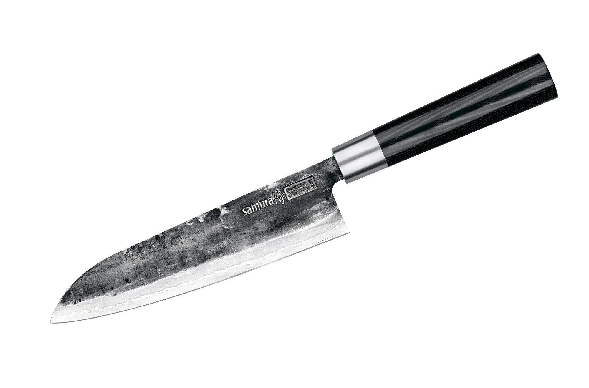NOŽ SANTOKU  SUPER 5        32,5 cm    jeklo - srebrne barve/črna, Basics, kovina/leseni material (32,5cm) - Samura