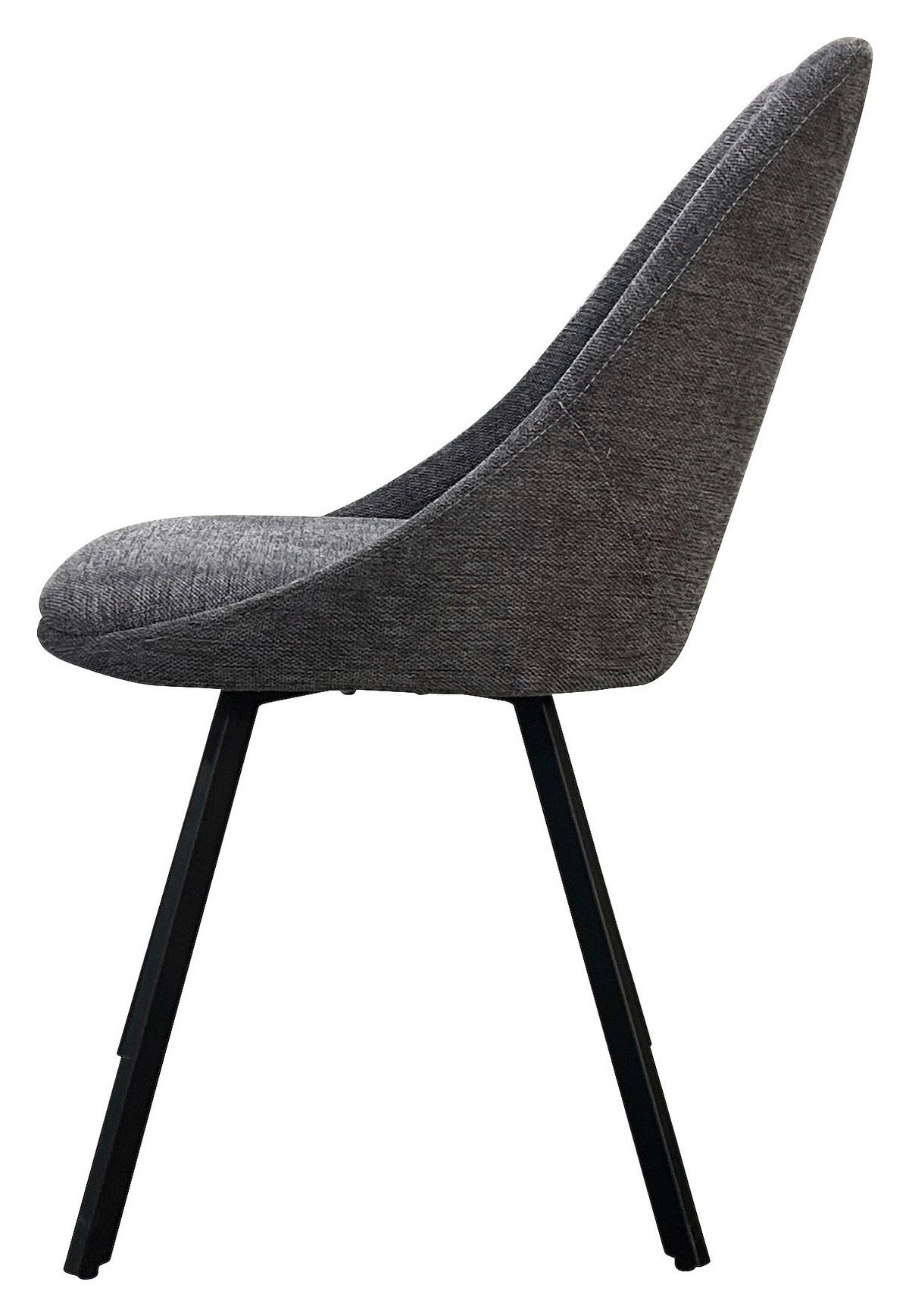 STUHL-SET 2 Stück  in Stahl Webstoff Metall, Textil  - Anthrazit/Schwarz, Design, Textil/Metall (55/83/59cm) - MID.YOU