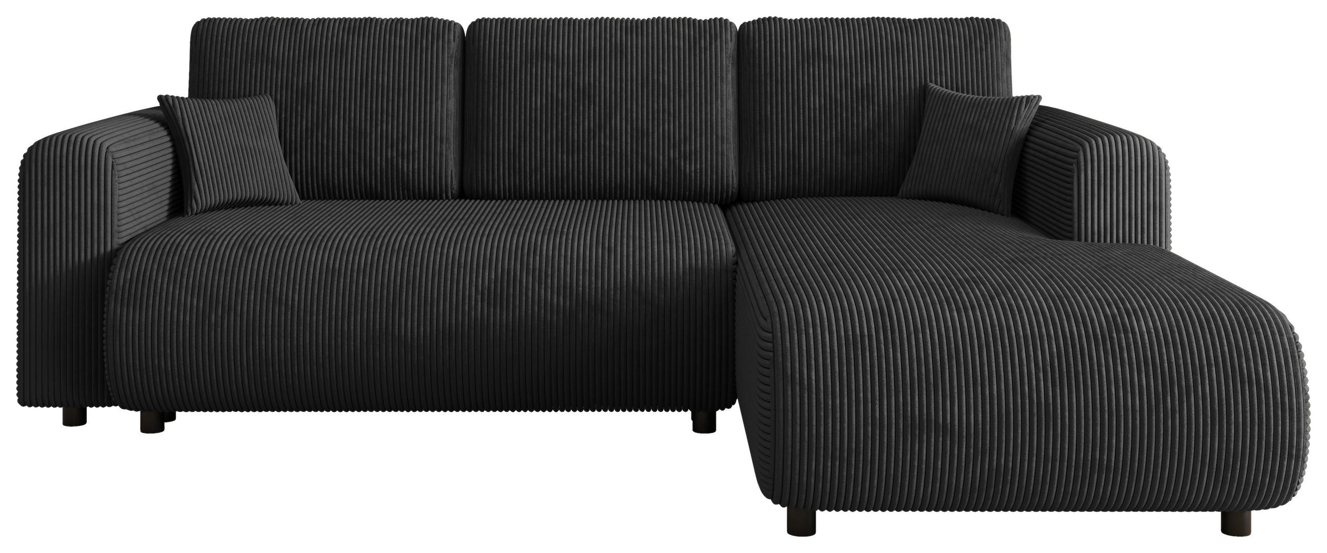 ECKSOFA inkl. Funktionen Anthrazit Cord  - Anthrazit/Schwarz, KONVENTIONELL, Kunststoff/Textil (260/200cm) - Xora