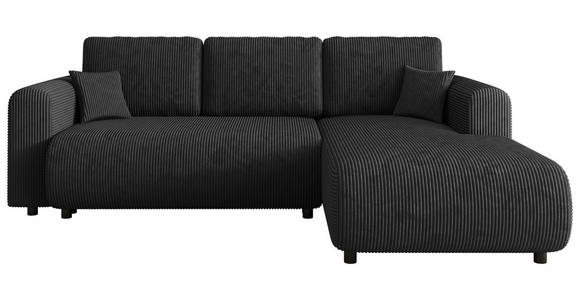 ECKSOFA inkl. Funktionen Anthrazit Cord  - Anthrazit/Schwarz, KONVENTIONELL, Kunststoff/Textil (260/200cm) - Xora