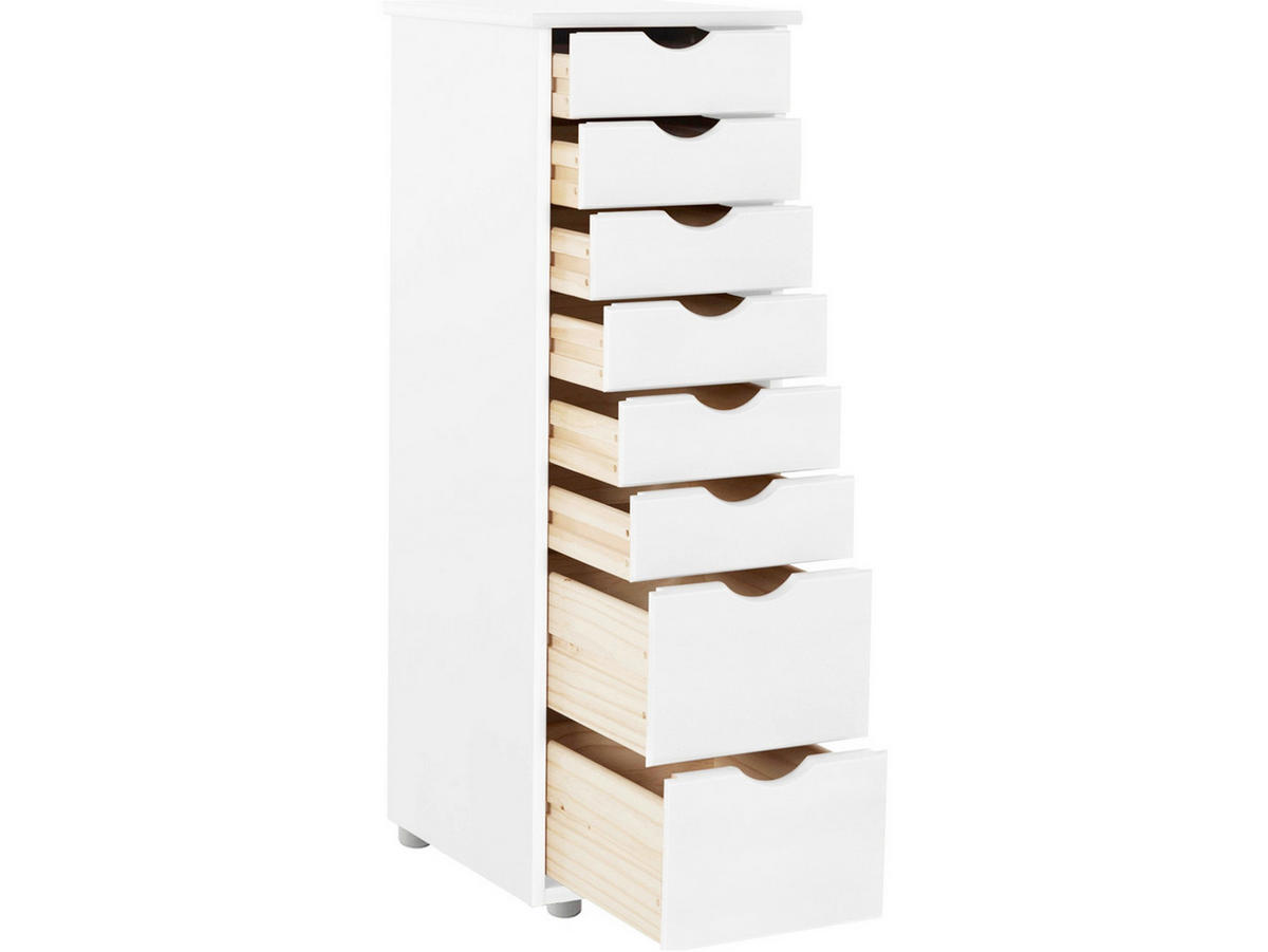 KOMMODE GENOVA, 34/102/39 cm, 8 Schublade(n)  - Silberfarben/Weiß, Design, Holz/Kunststoff (34/102/39cm) - Livetastic