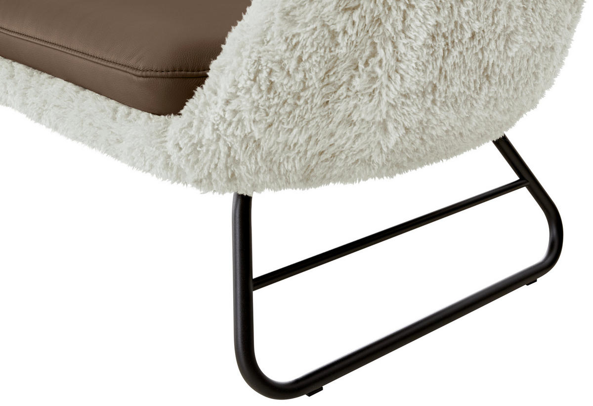 SITZBANK 219/87/78 cm  in Beige, Graubraun  - Beige/Graubraun, Design, Leder/Textil (219/87/78cm) - Koinor