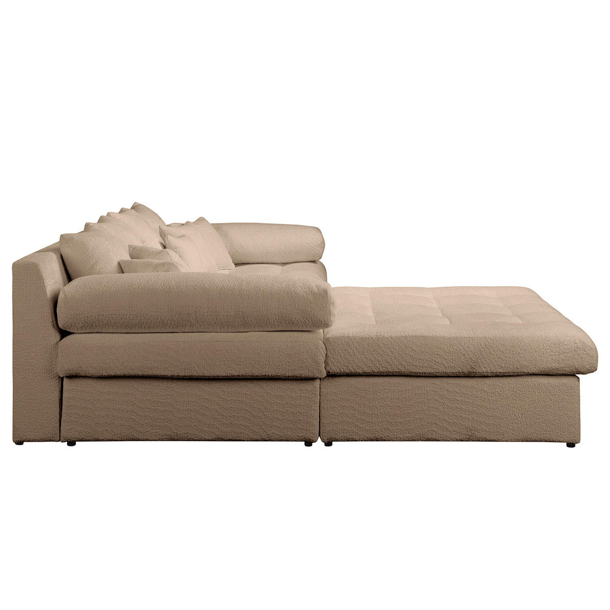 ECKSOFA Naomi in Chenille Hellbraun Rückenkissen  243/284 cm  - Hellbraun/Schwarz, Design, Kunststoff/Textil (243/284cm) - P & B
