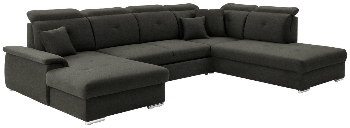 WOHNLANDSCHAFT in Flachgewebe Braun  - Silberfarben/Braun, Design, Kunststoff/Textil (187/365/263cm) - Cantus