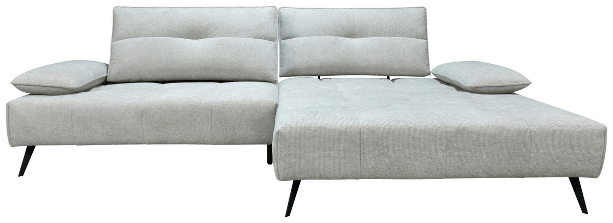 ECKSOFA Ottomane rechts  Greige Chenille  - Greige/Schwarz, Design, Textil/Metall (284/188cm) - Stylife